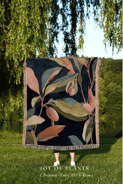 Modern Pastel Leaf Blanket | Ficus Houseplant Blanket Tapestry Botanical Minimalist Room Decor Fairycore Floral Plant Lover Vintage Blanket
