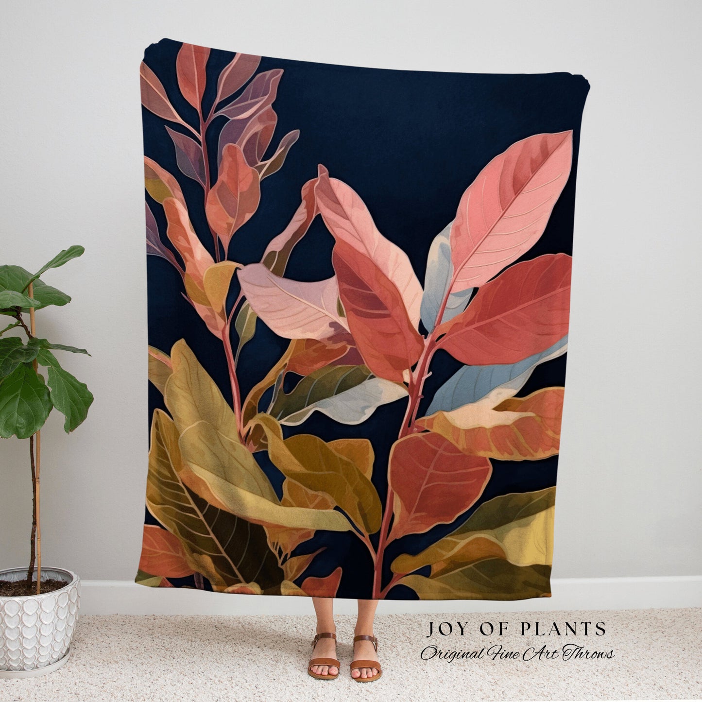 Pastel Pink Plant Tapestry | Ficus Houseplant Blanket Tapestry Botanical Rustic Room Decor Fairycore Floral Plant Lover Blanket Botanical |