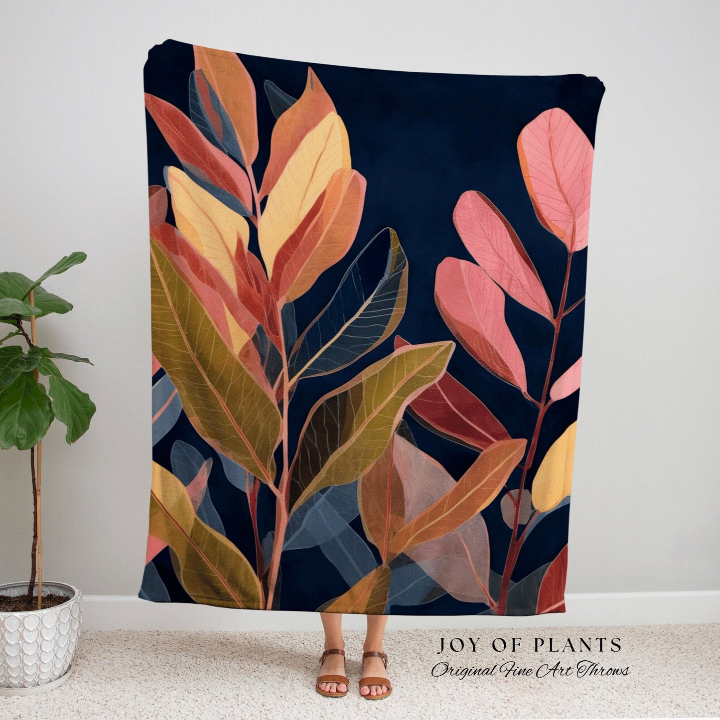 Rustic Houseplant Blanket | Ficus Houseplant Blanket Tapestry Botanical Minimalist Room Decor Fairycore Floral Plant Lover Blanket Botanical