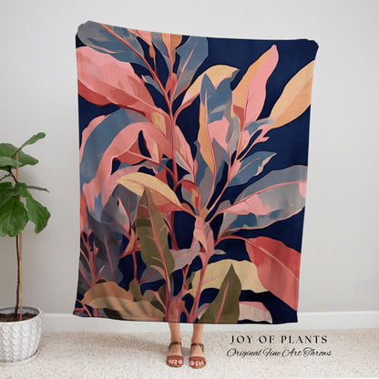 Modern Botanical Woven Tapestry | Ficus Houseplant Decor Blanket Tapestry Botanical Minimalist Room Decor Fairycore Pastel Floral Plant Gift