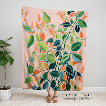 Pastel Botanical Boho Blanket | Nature Inspired Blanket Woven Tapestry Botanical Fairy Grunge Room Decor Boho Plant Blanket Cottagecore Boho