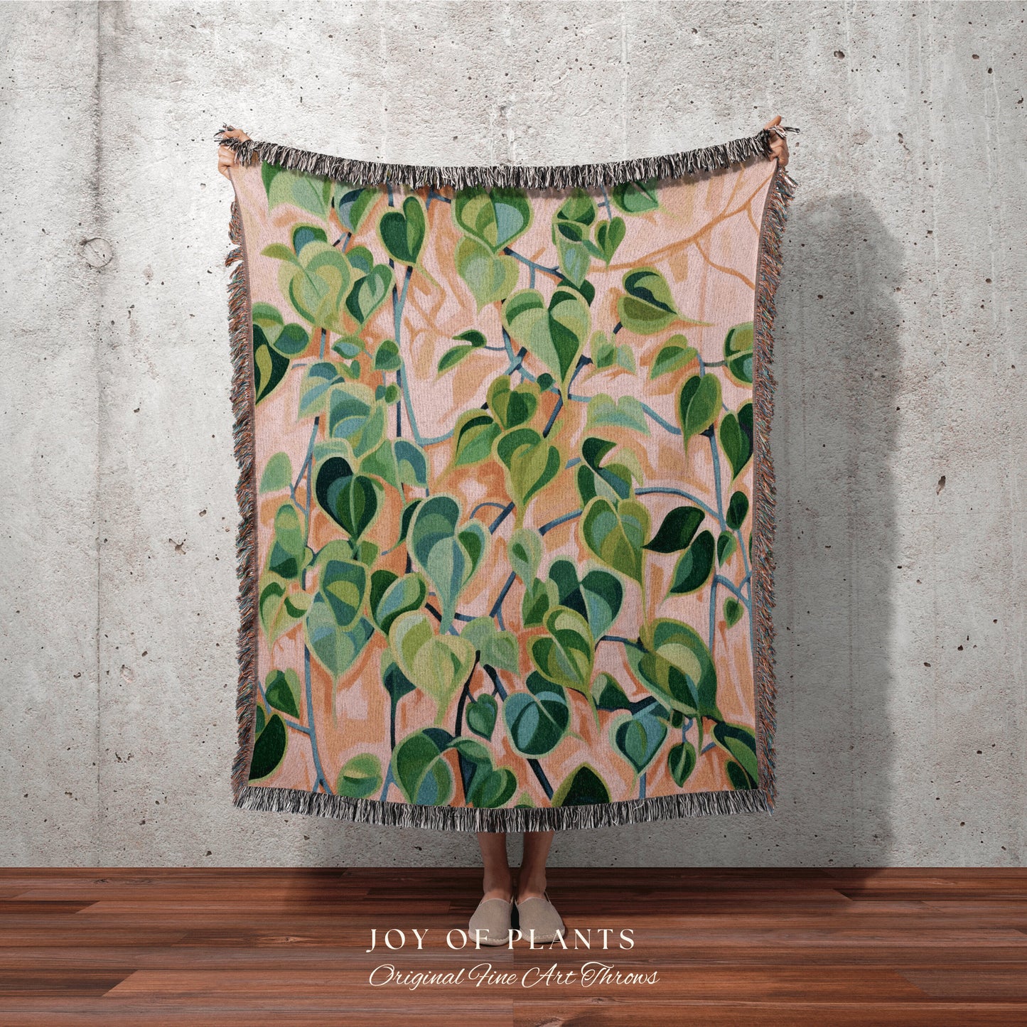 Baby Pink Botanical Throw Blanket | Nature Inspired Blanket Woven Tapestry Botanical Fairy Grunge Room Decor Boho Plant Blanket Cottagecore