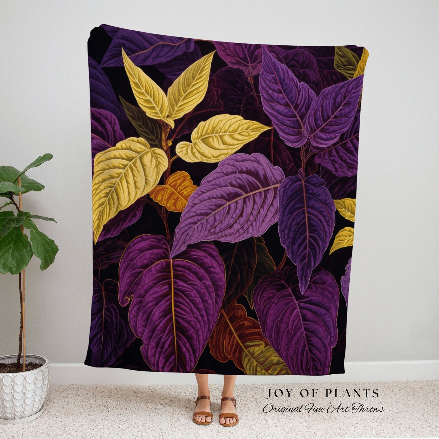 Royal Purple Plant Tapestry | Purple Houseplant Decor Blanket Tapestry Botanical Minimalist Room Decor Fairycore Pink Pastel Floral Plant |