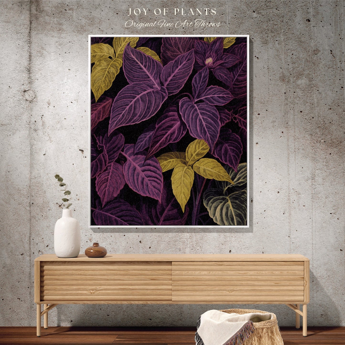 Dark Botanical Plant Tapestry | Purple Houseplant Decor Blanket Tapestry Botanical Minimalist Room Decor Dark Fairycore Floral Gothic Throw