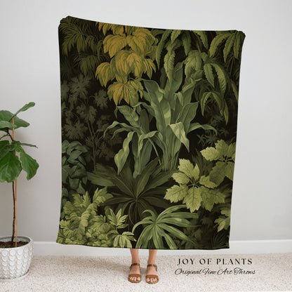 Moody Botanical Throw Blanket | Nature Inspired Blanket Woven Tapestry Botanical Fairy Grunge Room Decor Crowcore Art Cottagecore Room Decor