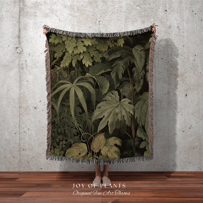 Mystic Forest Woven Blanket | Nature Inspired Blanket Woven Tapestry Botanical Fairy Grunge Room Decor Crowcore Art Cottagecore Room Decor |