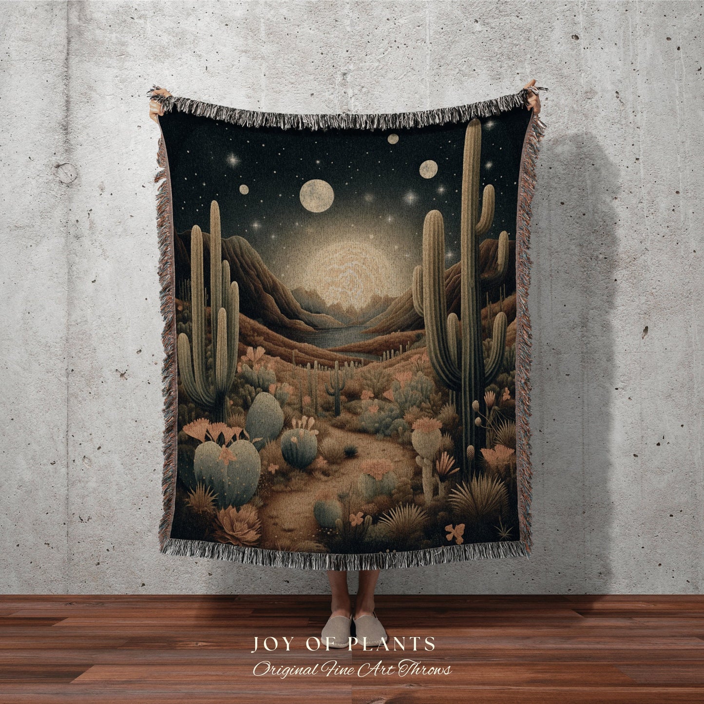 Southwestern Wall Art Woven Tapestry Wall Hanging | Desert Aesthetic Blanket Woven Tapestry | Desert Landscape Tapestry Whimsical Room Decor