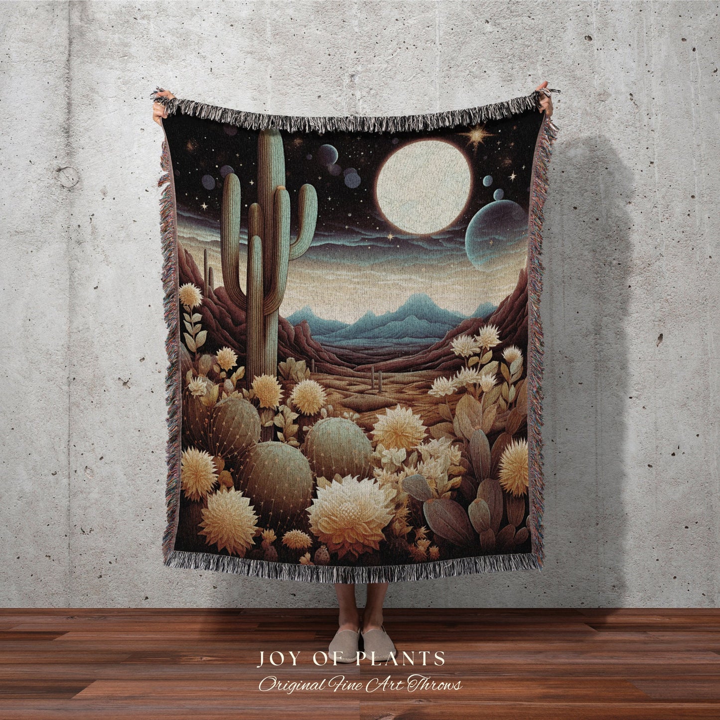 Celestial Desert Tapestry | Southwestern Home Decor Housewarming Gift Blanket Cactus Aesthetic Blanket Woven Tapestry Desert Plains Boho Art