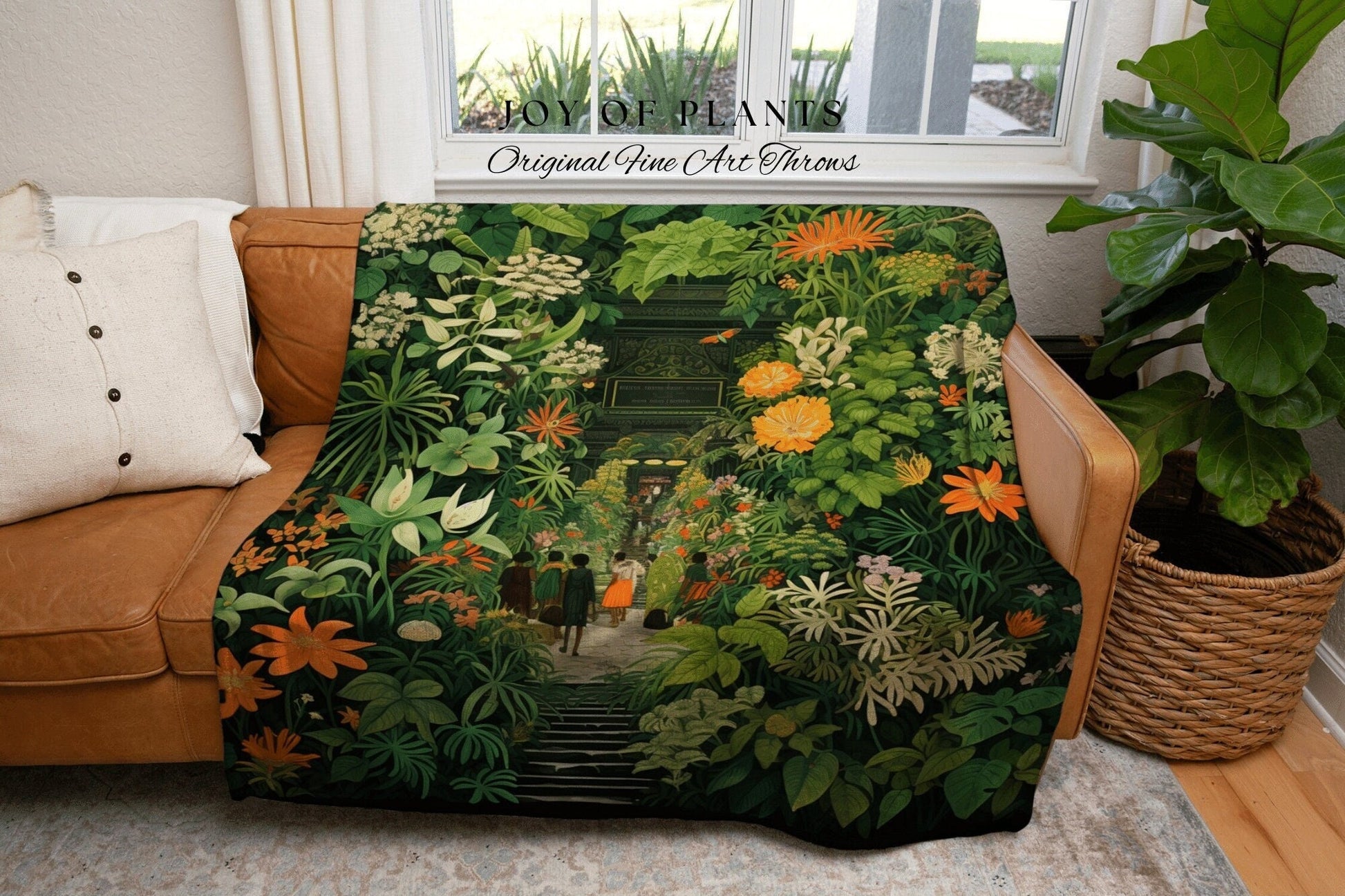 Boho Botanic Garden Blanket | Vintage Nature Blanket Tapestry Botanical Fairy Grunge Room Decor Fairycore Floral Cottagecore Blanket Floral