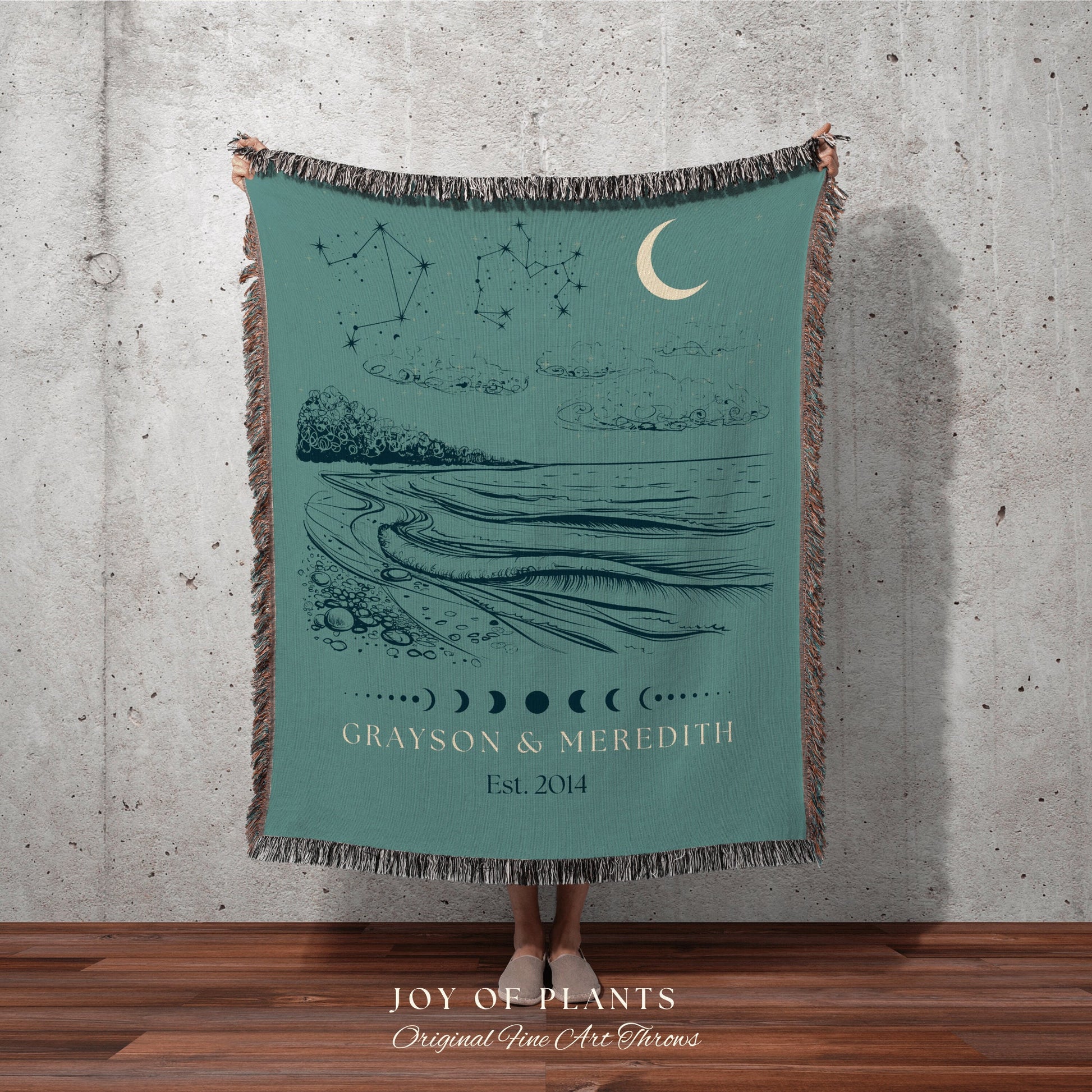 Beach Wedding Anniversary Blanket | Landscape Wall Art Celestial Aesthetic Zodiac Sign Couples Custom Constellation Gift Personalized Stars