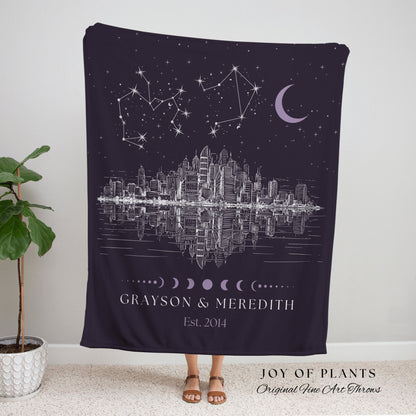 Anniversary Constellation Blanket | Landscape Wall Art Celestial Aesthetic Zodiac Sign Couples Custom Constellation Gift Personalized Stars