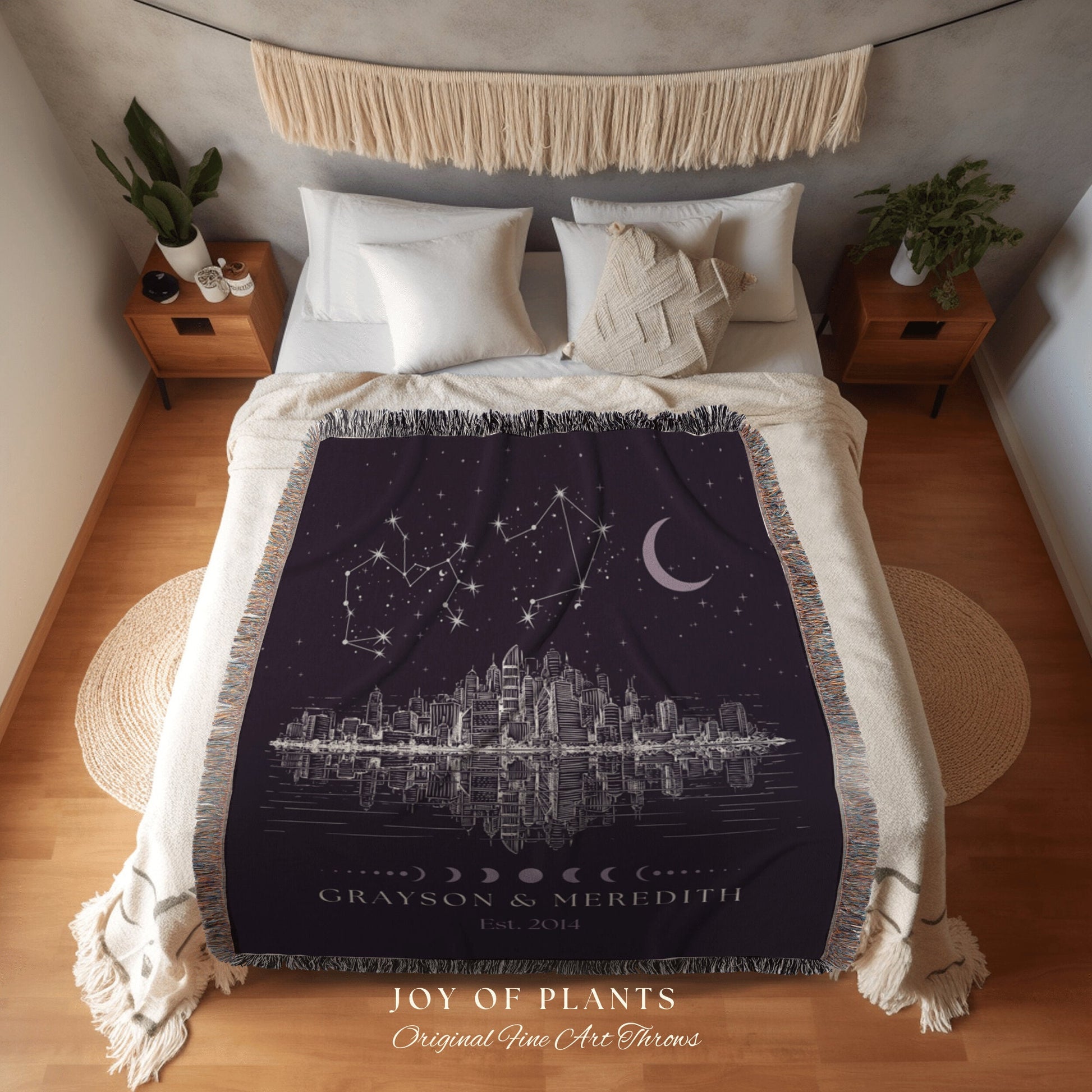 Anniversary Constellation Blanket | Landscape Wall Art Celestial Aesthetic Zodiac Sign Couples Custom Constellation Gift Personalized Stars