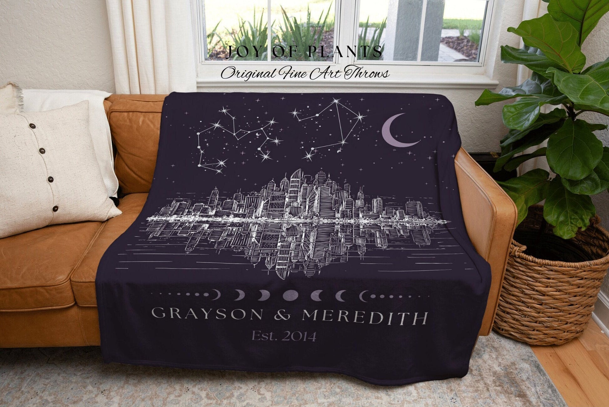 Anniversary Constellation Blanket | Landscape Wall Art Celestial Aesthetic Zodiac Sign Couples Custom Constellation Gift Personalized Stars