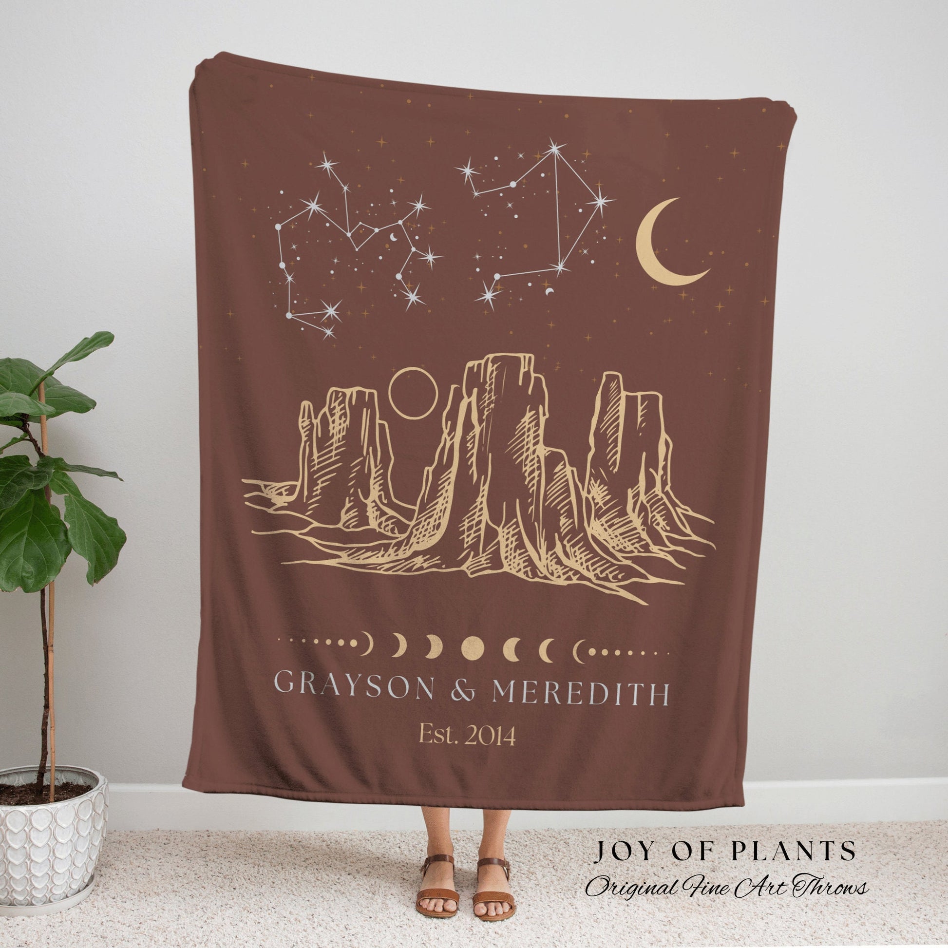 Under These Stars Zodiac Blanket | Southwestern Wall Art Modern Desert Aesthetic Zodiac Sign Couples Custom Constellation Gift Personalized