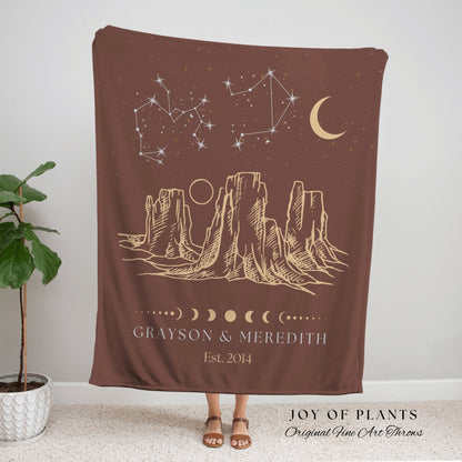 Under These Stars Zodiac Blanket | Southwestern Wall Art Modern Desert Aesthetic Zodiac Sign Couples Custom Constellation Gift Personalized