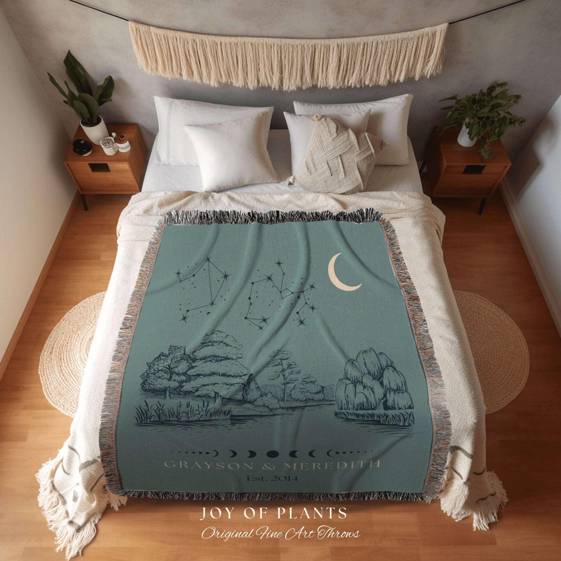 Personalized Engagement Blanket | Landscape Wall Art Celestial Aesthetic Zodiac Sign Couples Custom Constellation Gift Personalized Star Map