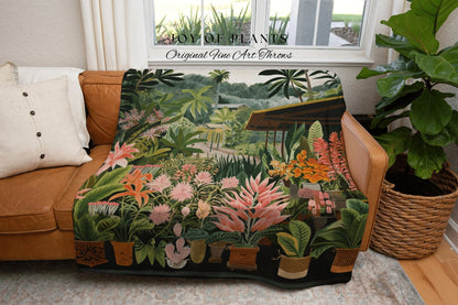 Jungle Plants Floral Blanket | Nature Blanket Woven Tapestry Botanical Fairy Grunge Room Decor Fairycore Art Cottagecore Blanket Botanical |