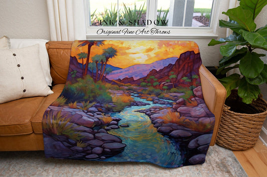 Mystic Landscape Blanket | Nature Woven Blanket Desert Aesthetic Blanket Woven Tapestry Southwest Landscape Tapestry Whimsical Room Decor |