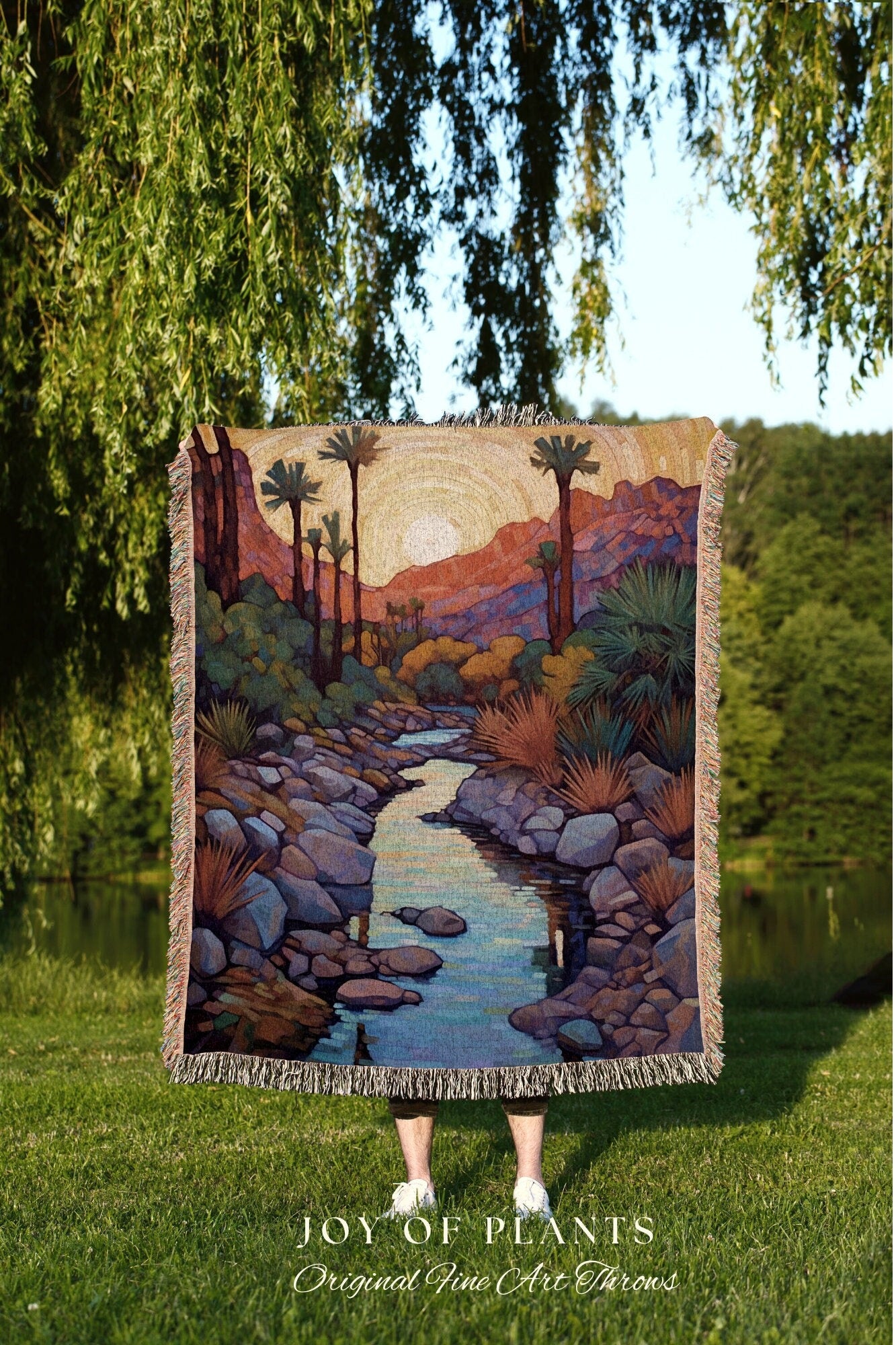 Eclectic Tapestry Woven Blanket | Warm Colors Decor Housewarming Gift Blanket Desert Aesthetic Blanket Woven Tapestry Southwest Landscape |