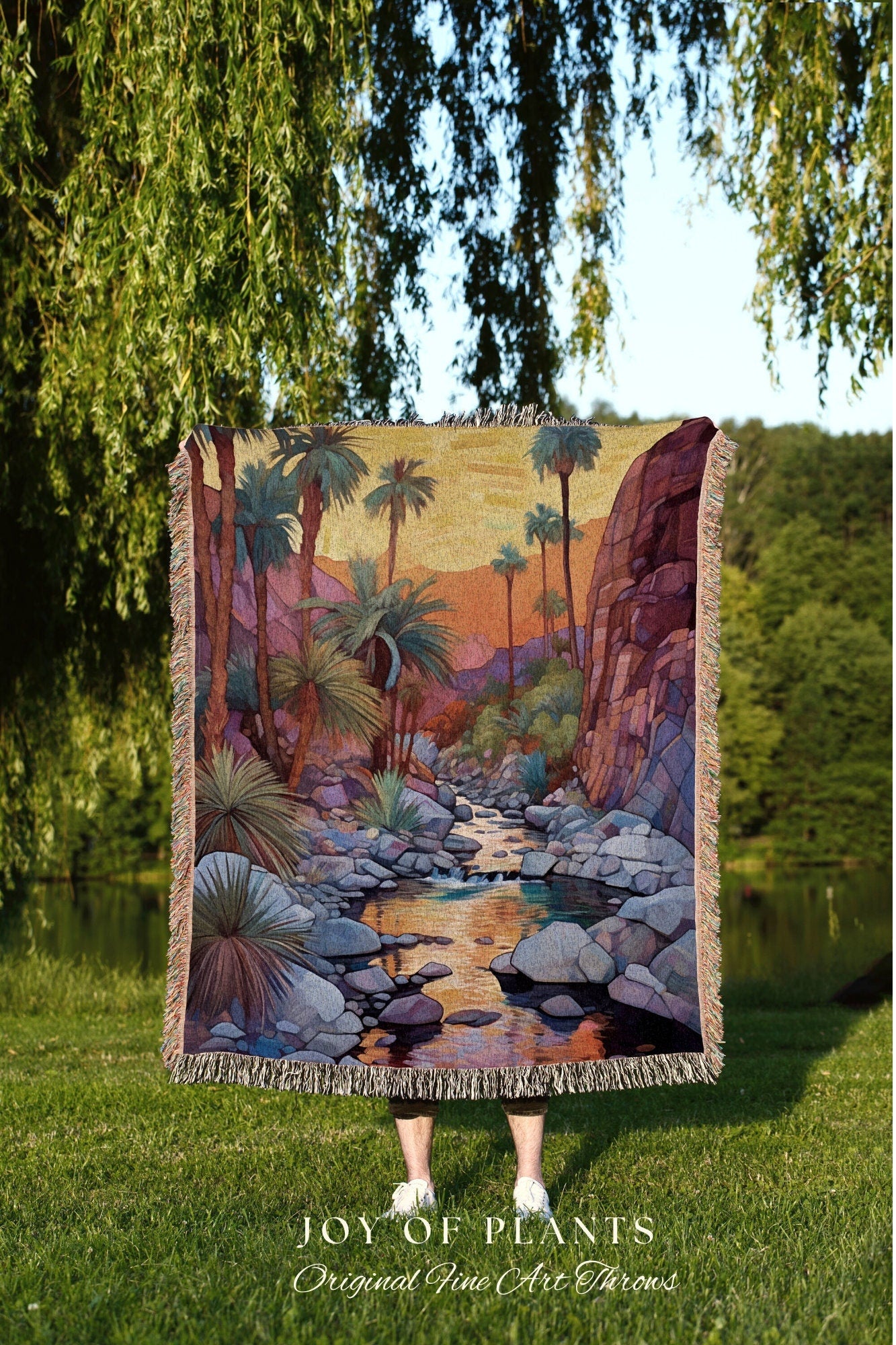 Warm Colors Desert Tapestry | Whimsical Home Decor Housewarming Gift Blanket Desert Aesthetic Blanket Woven Tapestry Southwest Landscape |