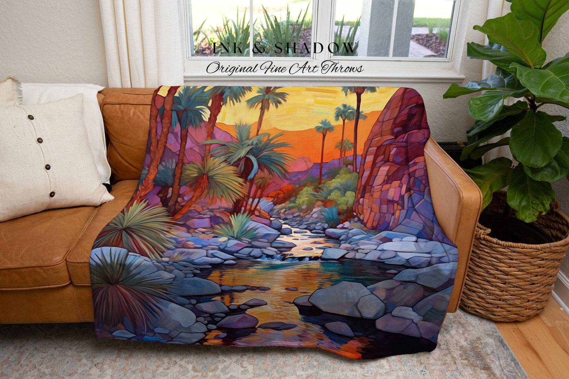 Warm Colors Desert Tapestry | Whimsical Home Decor Housewarming Gift Blanket Desert Aesthetic Blanket Woven Tapestry Southwest Landscape |