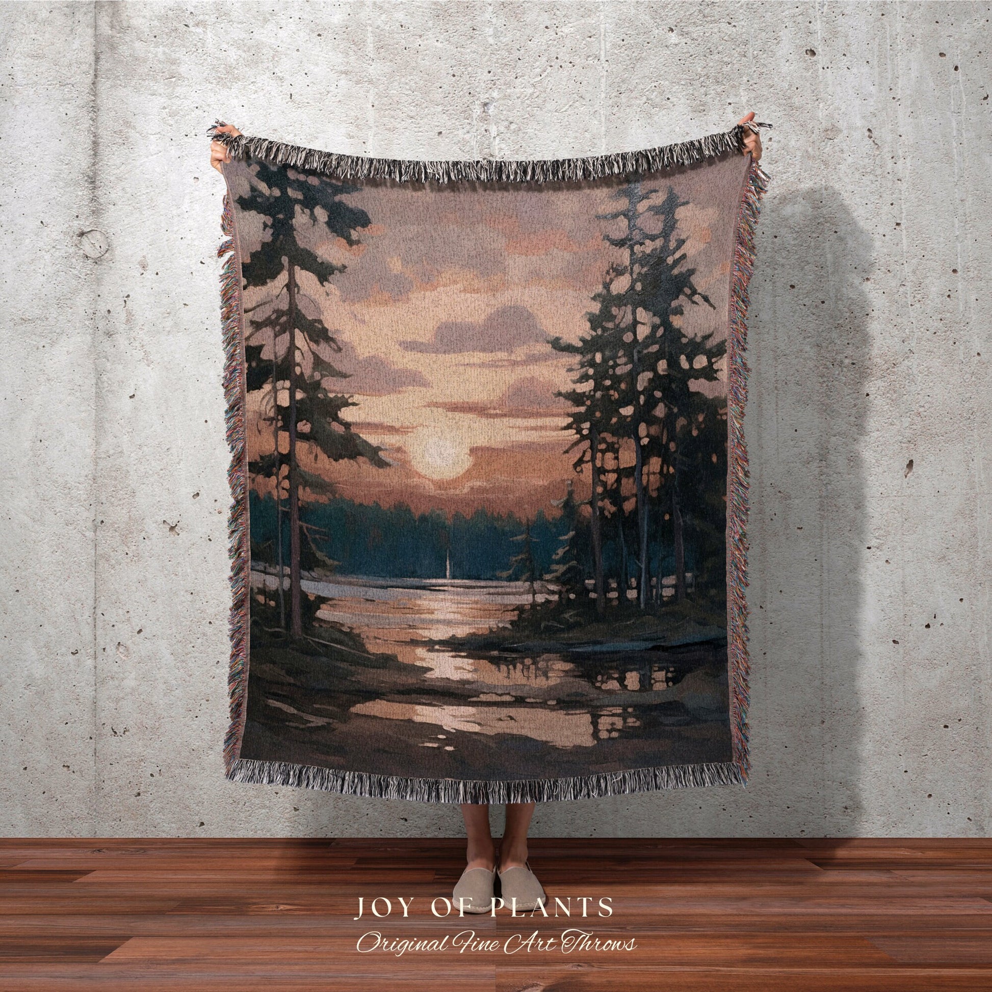 Nature Throw Blanket Woven | Mountain Tapestry Rustic Home Decor Housewarming Gift Blanket Cactus Aesthetic Blanket Moody Landscape Wall Art