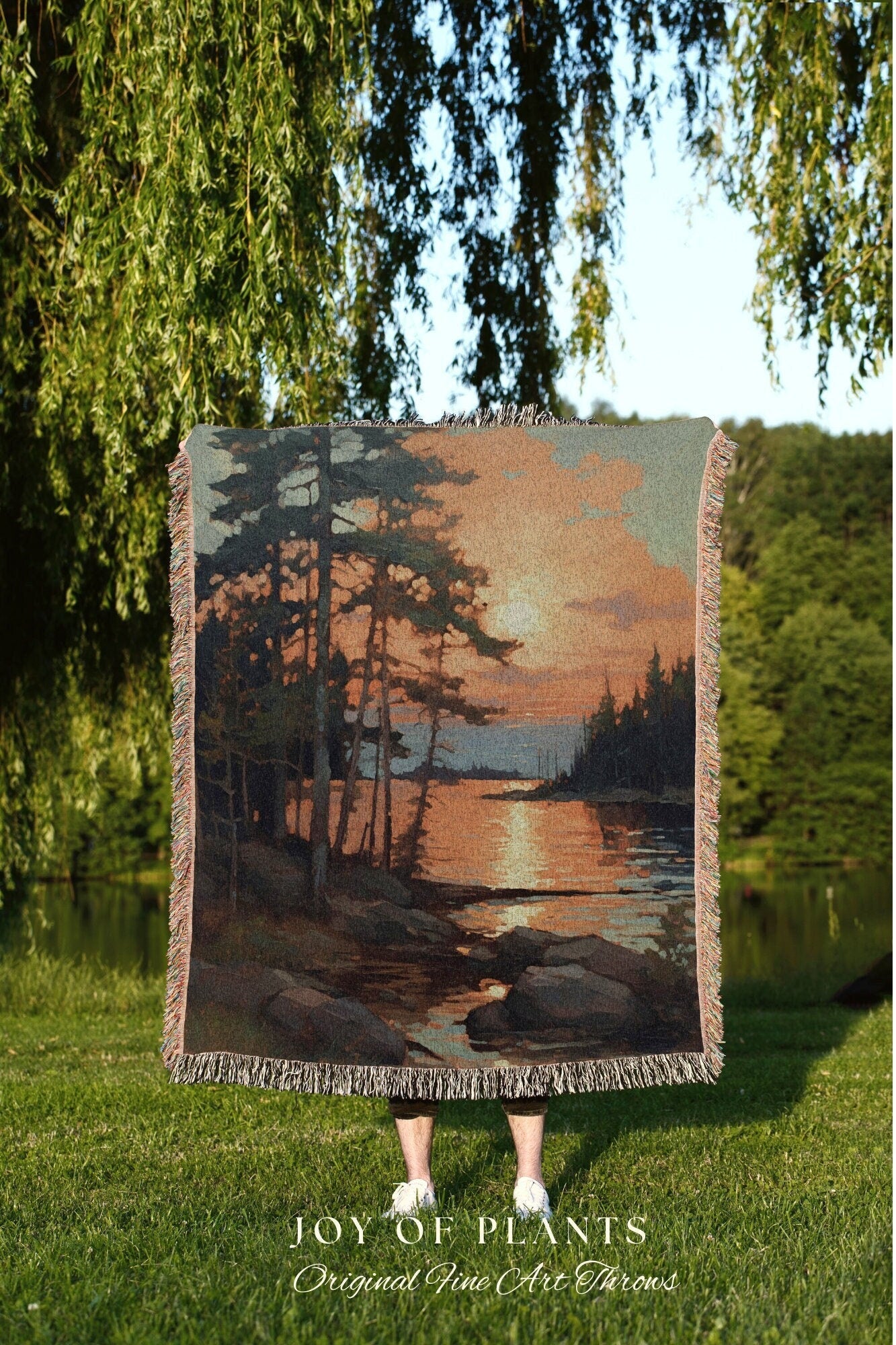 Lakehouse Decor Blanket Woven | Mountain Tapestry Rustic Home Decor Housewarming Gift Blanket Cactus Aesthetic Blanket Lakehouse Wall Art |