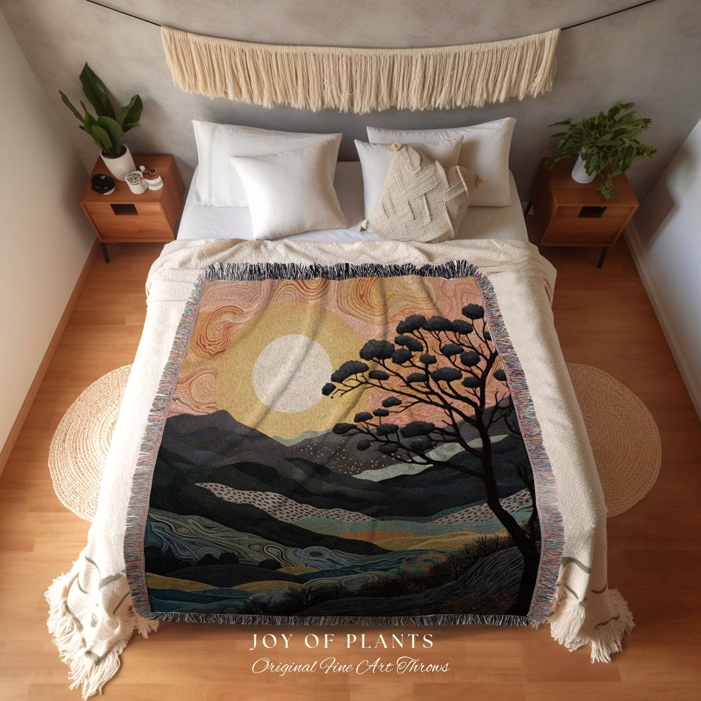 Scenic Tapestry Woven Blanket | Mountain Tapestry Rustic Home Decor Housewarming Gift Blanket Mountain Aesthetic Blanket Lakehouse Wall Art