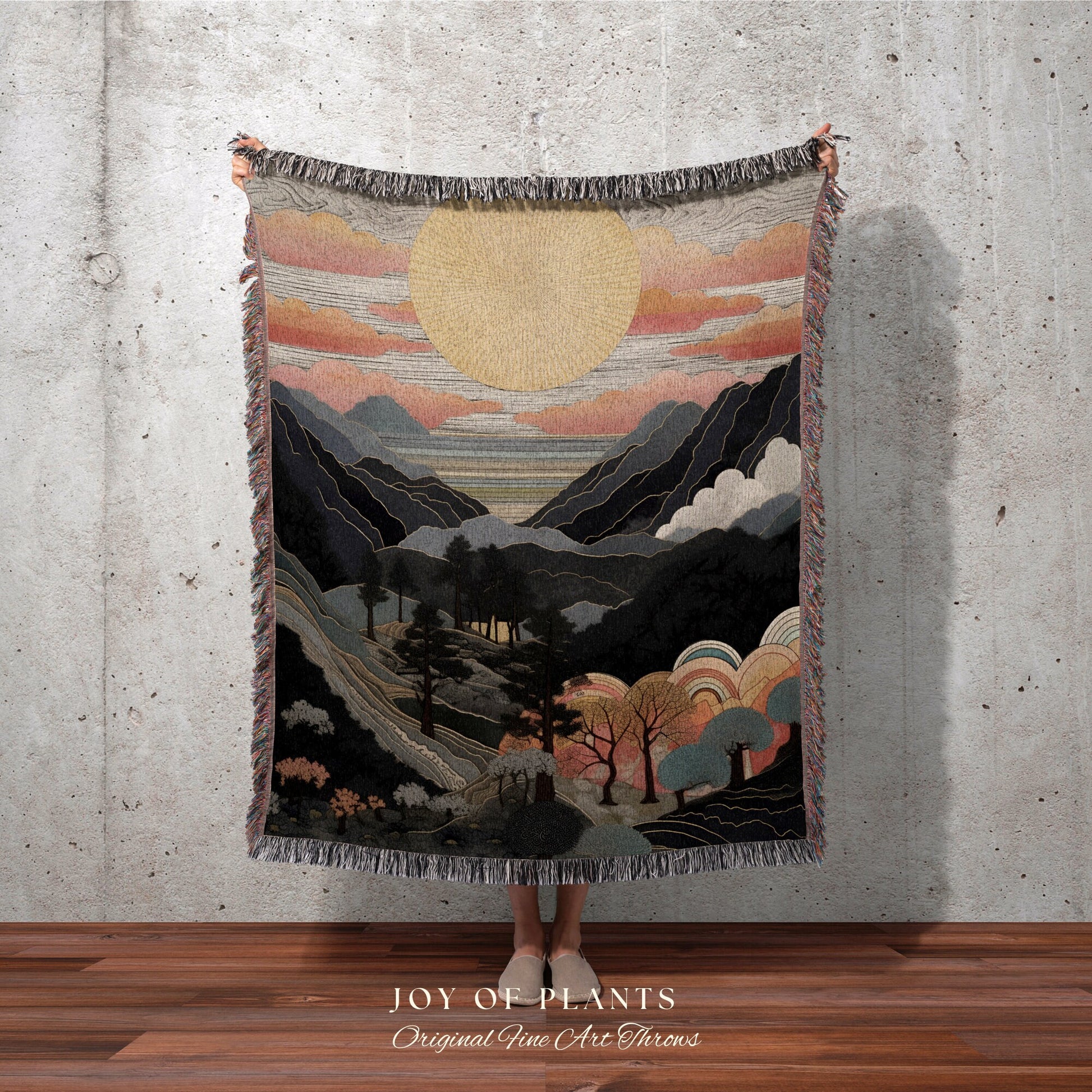 Minimalist Mountainscape Blanket | Mountain Tapestry Rustic Home Decor Housewarming Gift Blanket Nature Aesthetic Blanket Landscape Wall Art