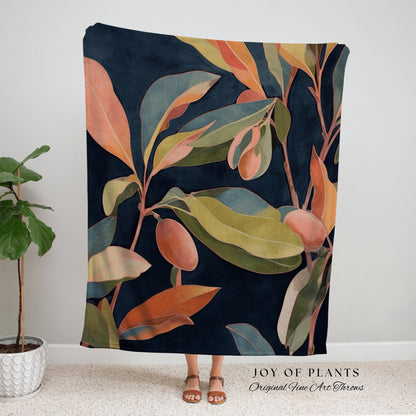 Modern Pastel Leaf Blanket | Ficus Houseplant Blanket Tapestry Botanical Minimalist Room Decor Fairycore Floral Plant Lover Vintage Blanket
