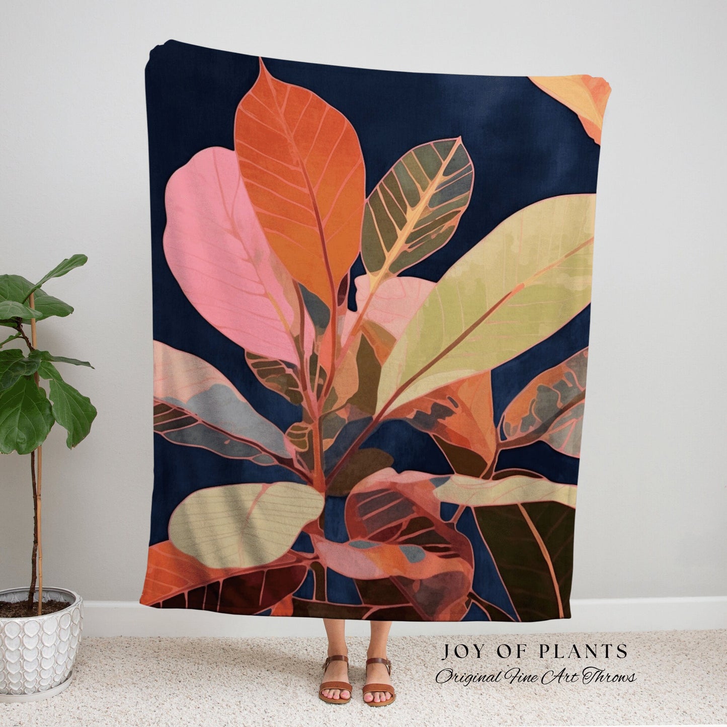 Ficus Tineke Blanket Woven | Houseplant Blanket Tapestry Botanical Fairy Grunge Room Decor Fairycore Floral Plant Lover Blanket Botanical |