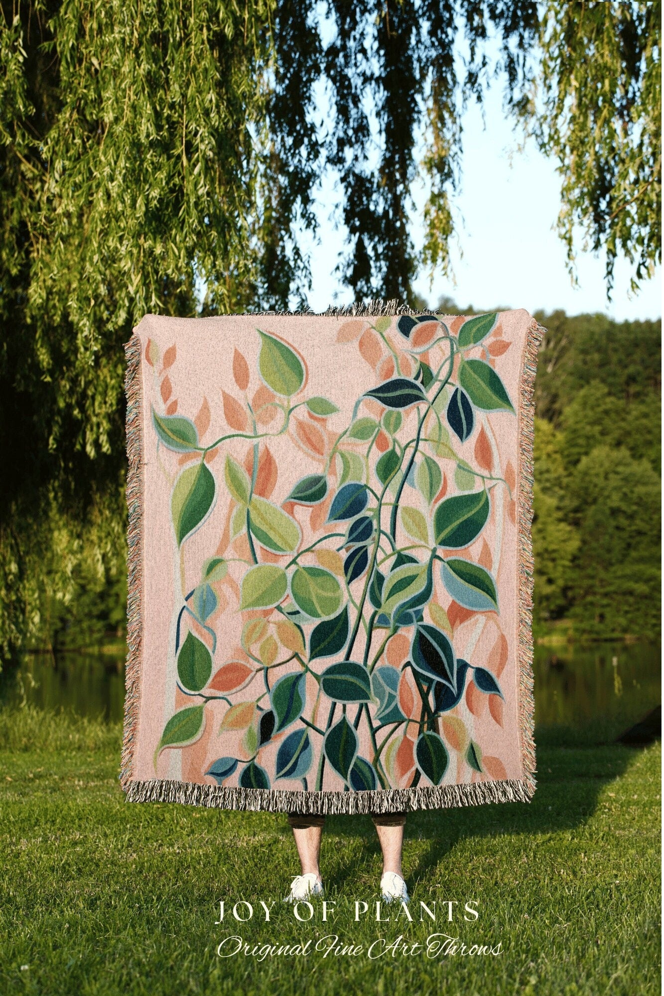 Pastel Botanical Boho Blanket | Nature Inspired Blanket Woven Tapestry Botanical Fairy Grunge Room Decor Boho Plant Blanket Cottagecore Boho