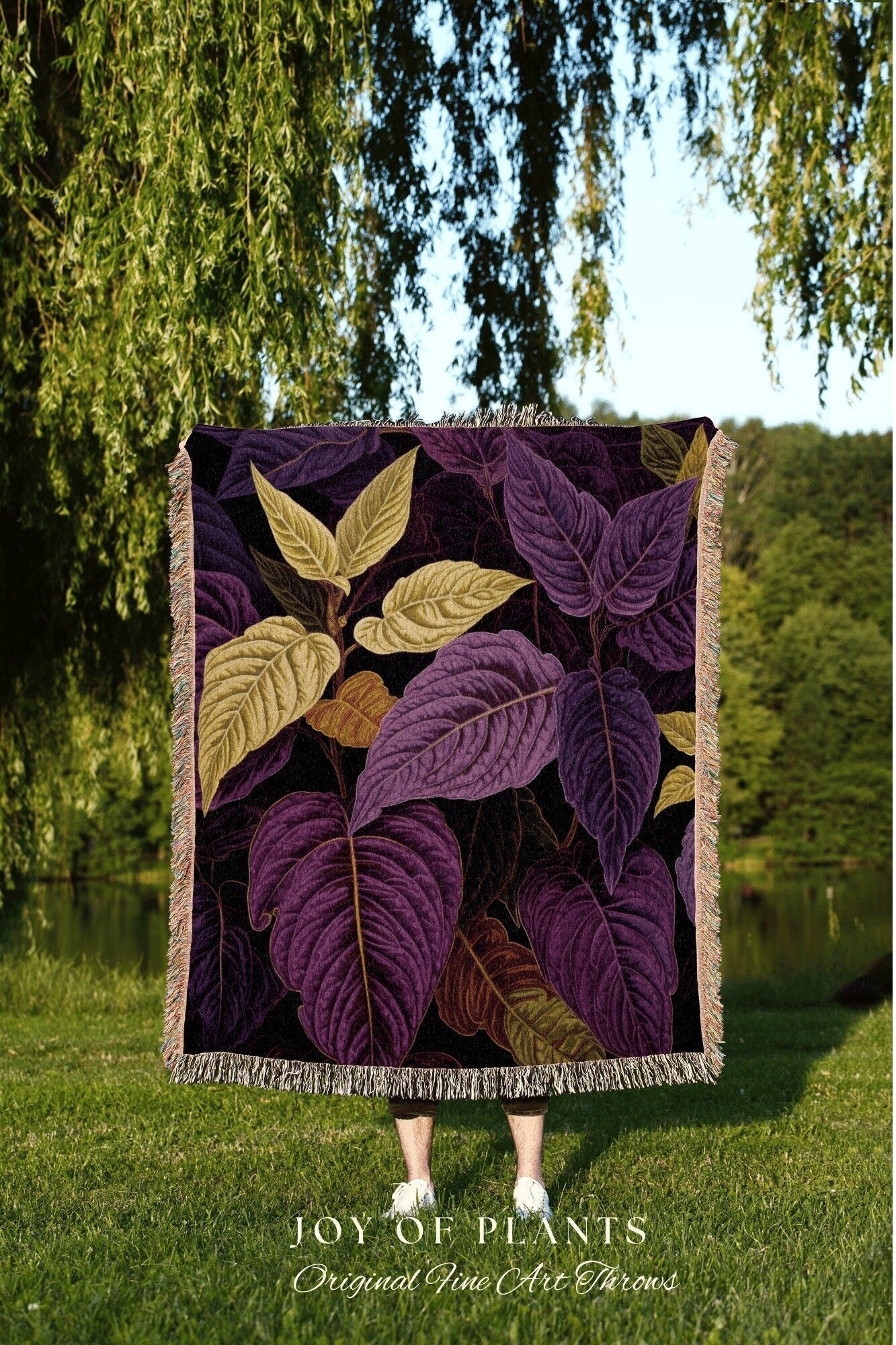 Royal Purple Plant Tapestry | Purple Houseplant Decor Blanket Tapestry Botanical Minimalist Room Decor Fairycore Pink Pastel Floral Plant |