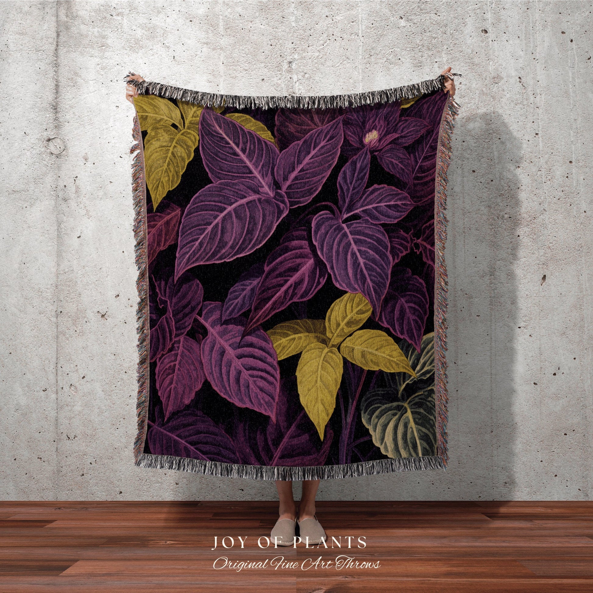 Dark Botanical Plant Tapestry | Purple Houseplant Decor Blanket Tapestry Botanical Minimalist Room Decor Dark Fairycore Floral Gothic Throw