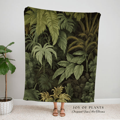 Jungle Throw Blanket Botanical | Nature Inspired Blanket Woven Tapestry Botanical Fairy Grunge Room Decor Fairycore Art Cottagecore Blanket