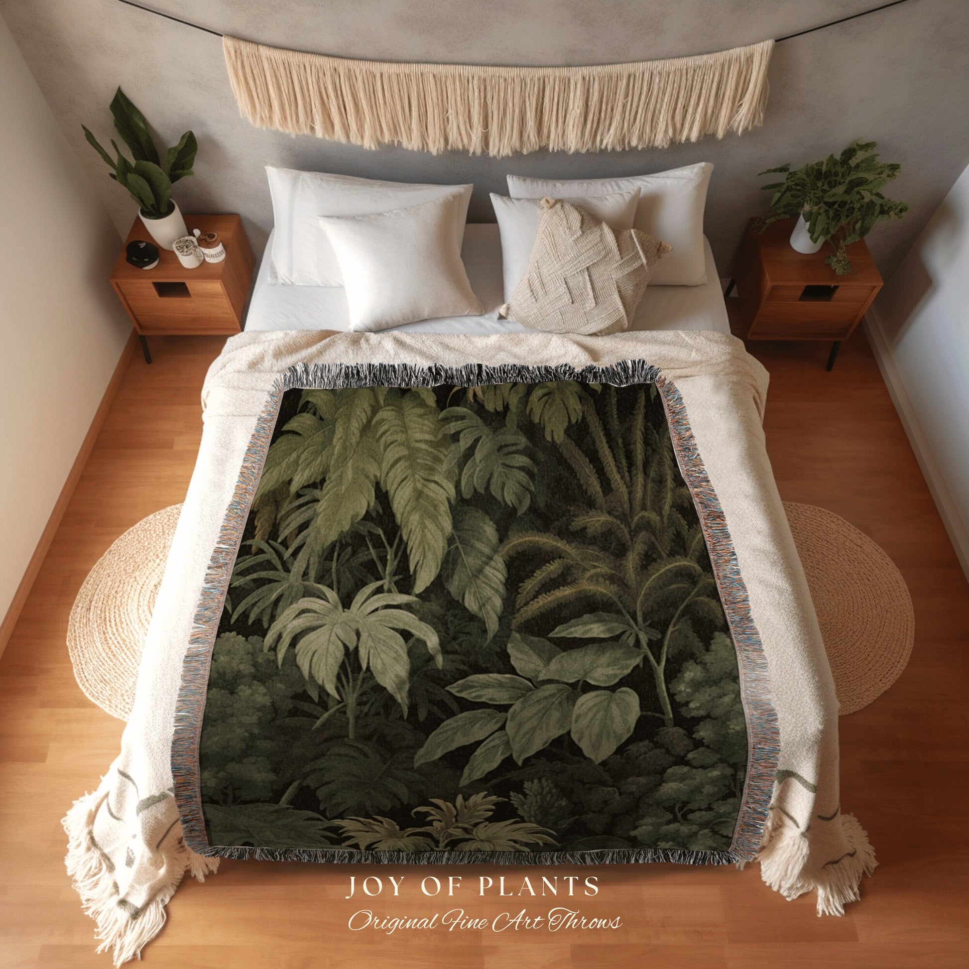 Jungle Throw Blanket Botanical | Nature Inspired Blanket Woven Tapestry Botanical Fairy Grunge Room Decor Fairycore Art Cottagecore Blanket