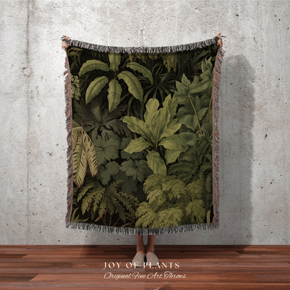 Greenery Throw Blanket Botanical | Nature Inspired Blanket Woven Tapestry Botanical Fairy Grunge Room Decor Fairycore Art Cottagecore Throw