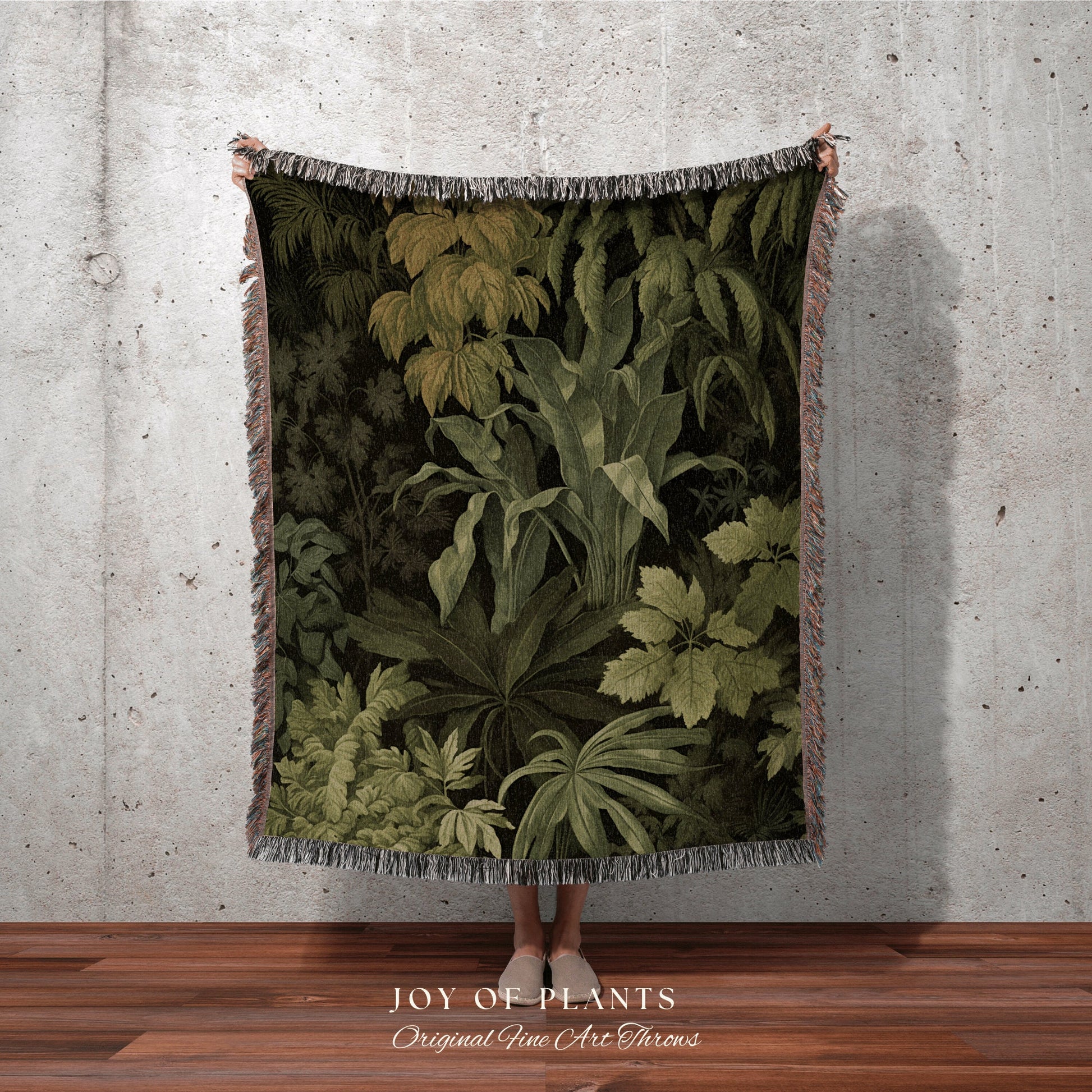 Moody Botanical Throw Blanket | Nature Inspired Blanket Woven Tapestry Botanical Fairy Grunge Room Decor Crowcore Art Cottagecore Room Decor