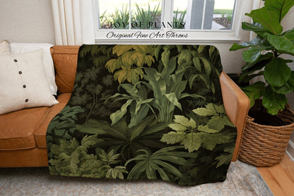 Moody Botanical Throw Blanket | Nature Inspired Blanket Woven Tapestry Botanical Fairy Grunge Room Decor Crowcore Art Cottagecore Room Decor