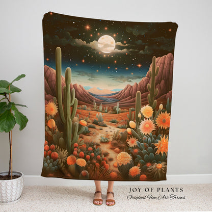 Whimsigoth Desert Blanket | Southwestern Home Decor Housewarming Gift Blanket Cactus Aesthetic Blanket Woven Tapestry Desert Plains Boho Art