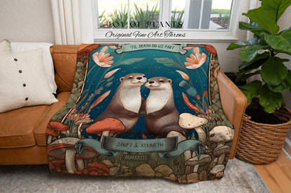 You're my Otter Half Couples Blanket | Personalized Anniversary Gift Custom Name Tapestry Significant Otter Blanket Woodland Wedding Gifts |