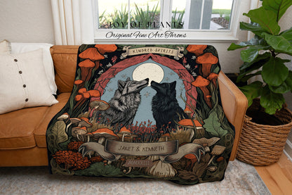 Outdoorsy Anniversary Gift Custom Wolf Blanket Cottagecore Wedding Unique Couple Gifts Custom Name Blanket | Woodland Wolf Blanket Custom |