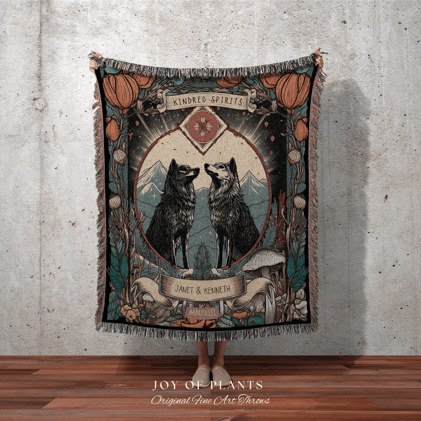 Adventure Blanket Custom Couple | Outdoorsy Anniversary Gift Custom Wolf Blanket Cottagecore Wedding Unique Couple Gifts Custom Name Blanket