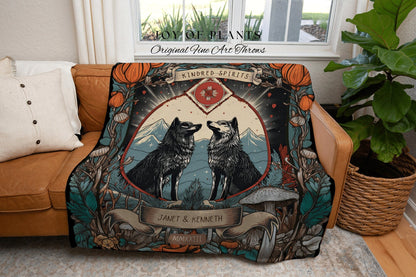 Adventure Blanket Custom Couple | Outdoorsy Anniversary Gift Custom Wolf Blanket Cottagecore Wedding Unique Couple Gifts Custom Name Blanket