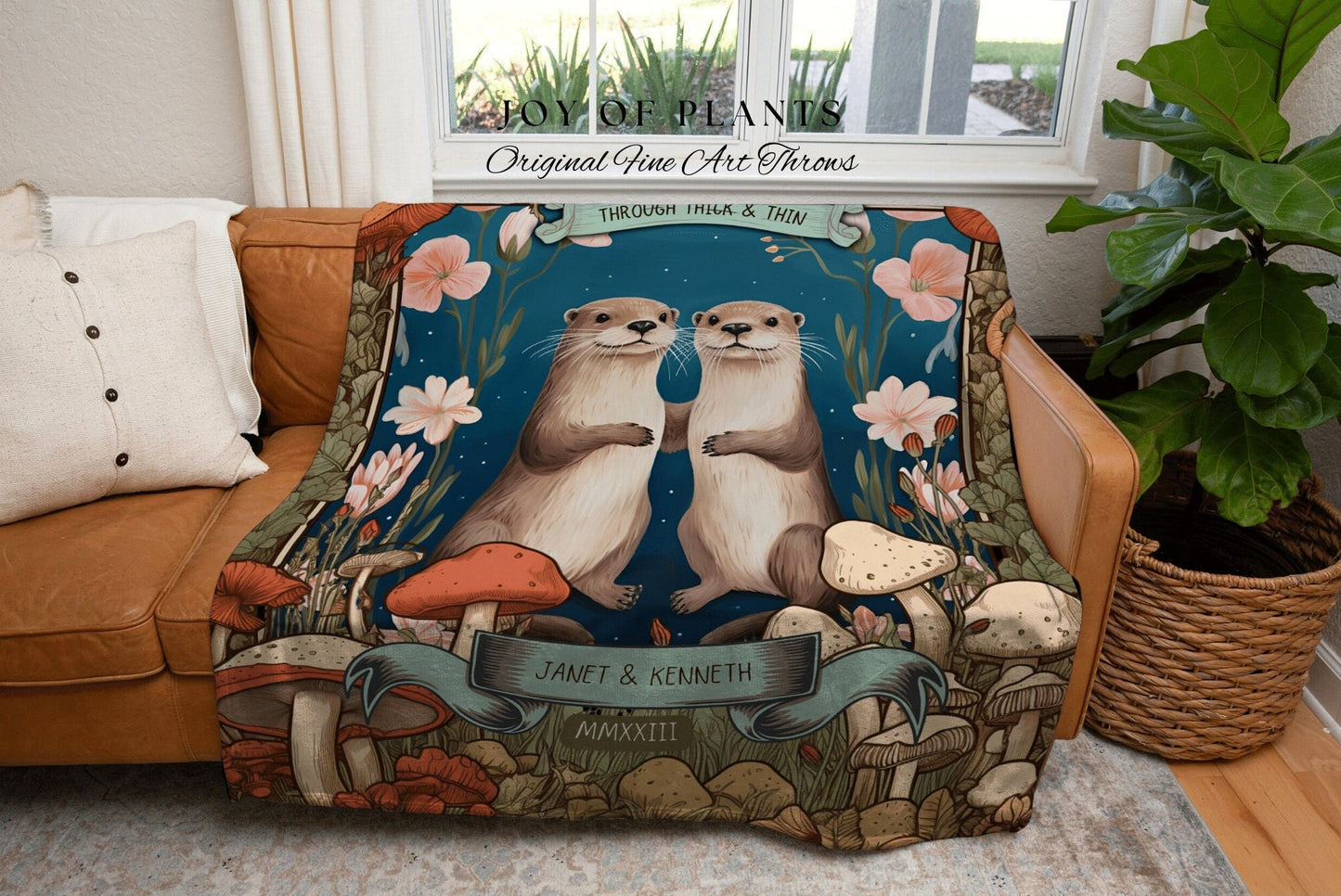 Best Friend Blanket Custom | Personalized Friendiversary Gift Custom Bestie Blanket Woodland Cottagecore BFF Gift 'You're my Otter Half' |