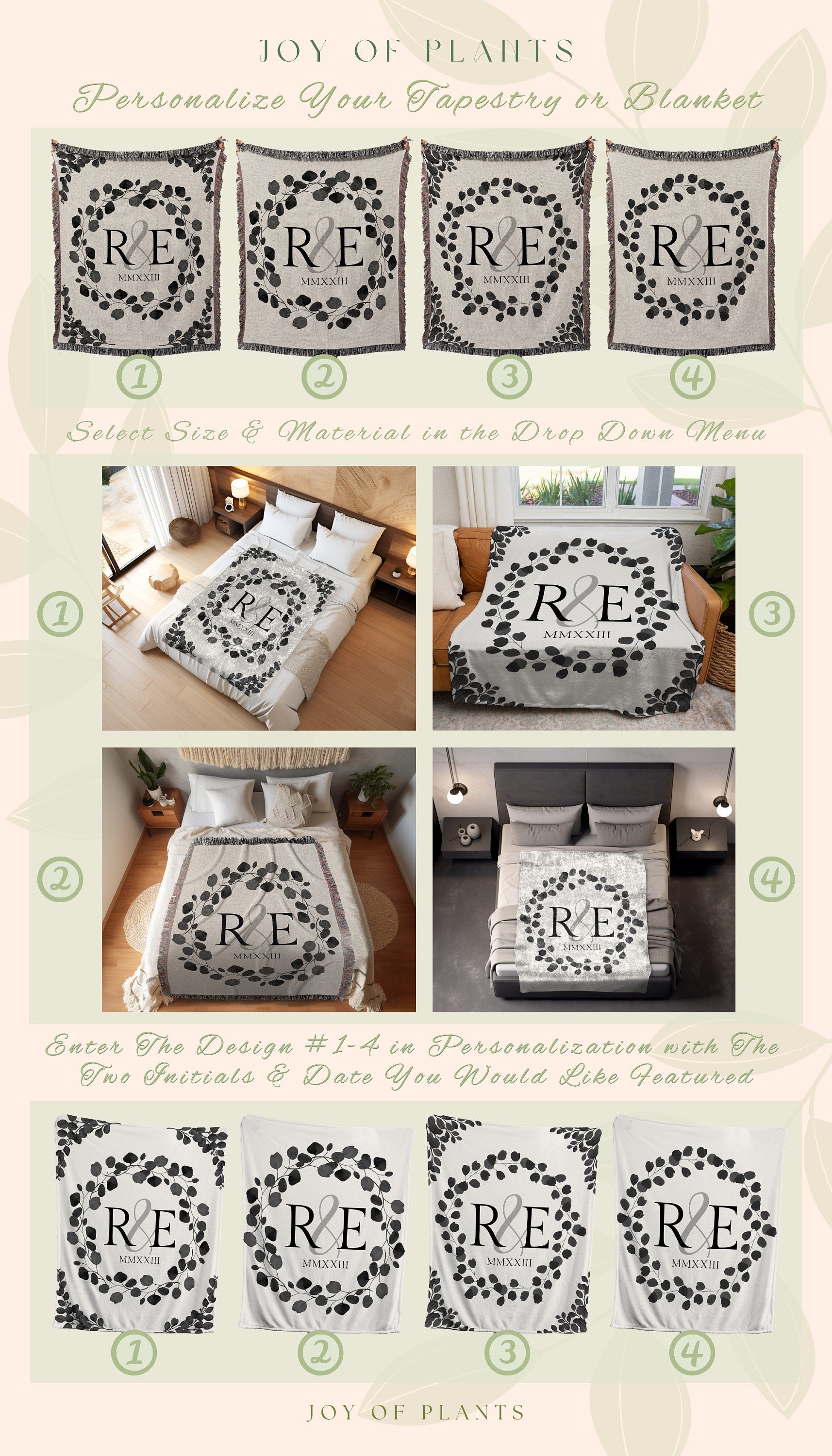 Cotton Anniversary Gift Personalized Throw Blanket Second Anniversary Gift for Wife Gift for Couples Initials Established Date Wedding Gift