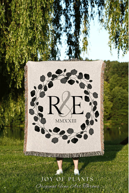 Newlyweds Gift Custom Couple Wedding Blanket Crushed Velvet Luxe Velvet Throw Couples Initials Personalized Throw Blanket Anniversary Gift