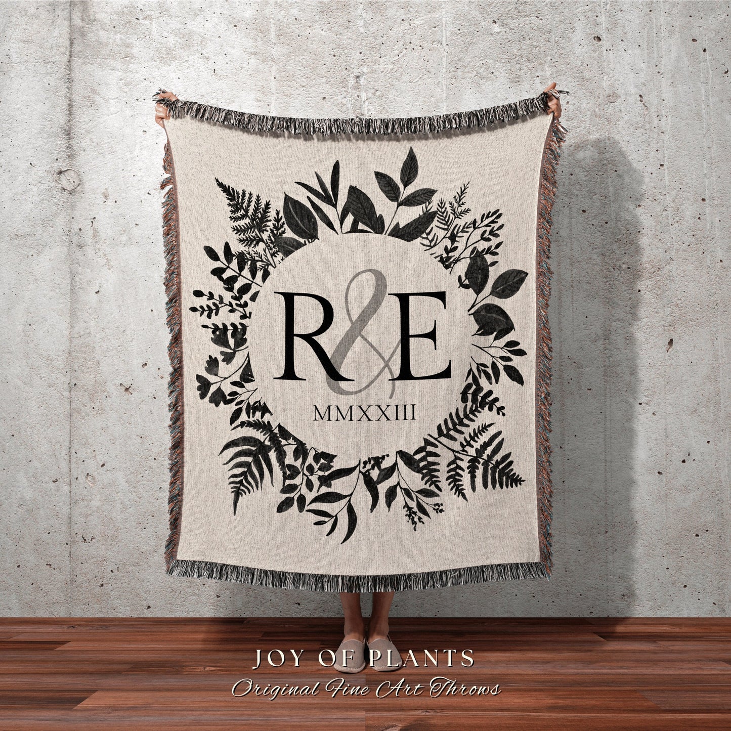 CUSTOM COTTON BLANKET For Couple Personalized Initials Throw Second Anniversary Gift For Wife Cotton Anniversary Engagement Woven Tapestry