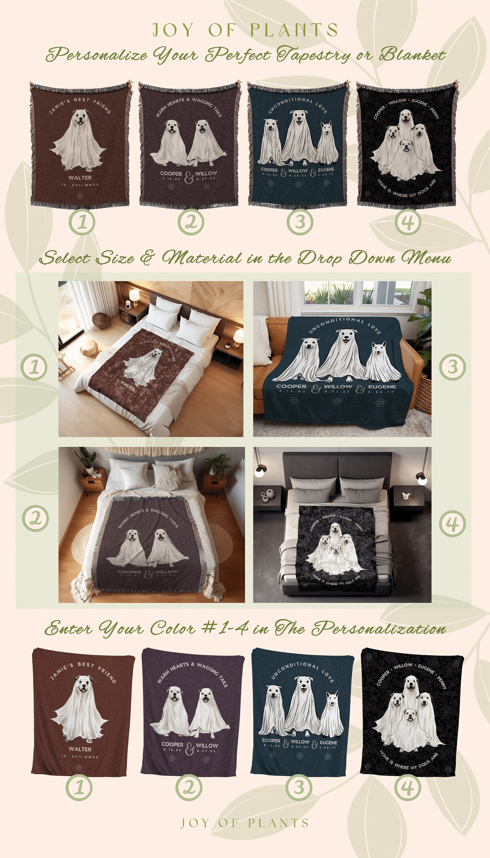 Personalized Pet Blanket Dog Lovers Gift for Dog Owners Custom Dog Name Blanket Memorial Gift Vintage Ghost Dog Family Blanket Pet Portraits