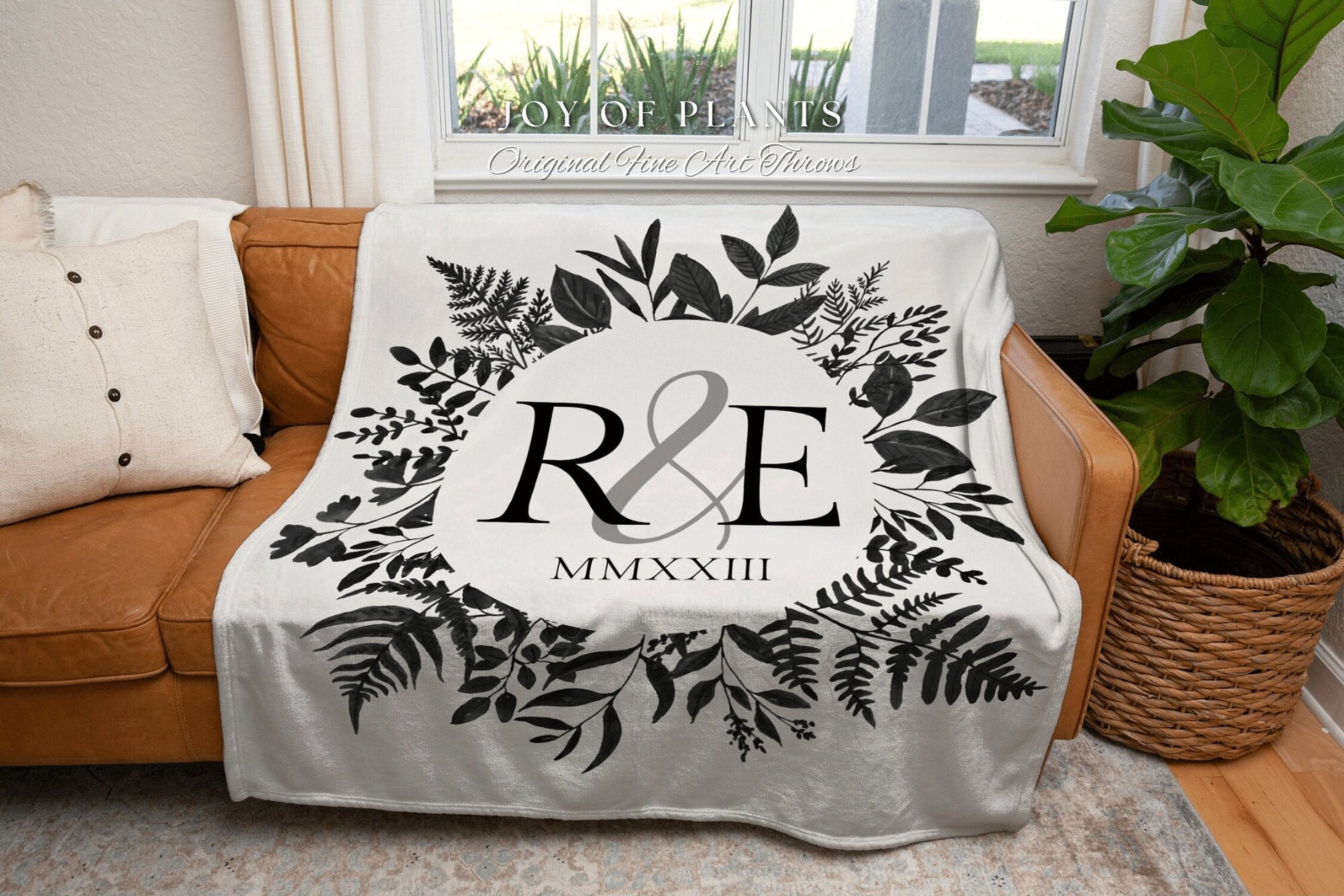 CUSTOM COTTON BLANKET For Couple Personalized Initials Throw Second Anniversary Gift For Wife Cotton Anniversary Engagement Woven Tapestry